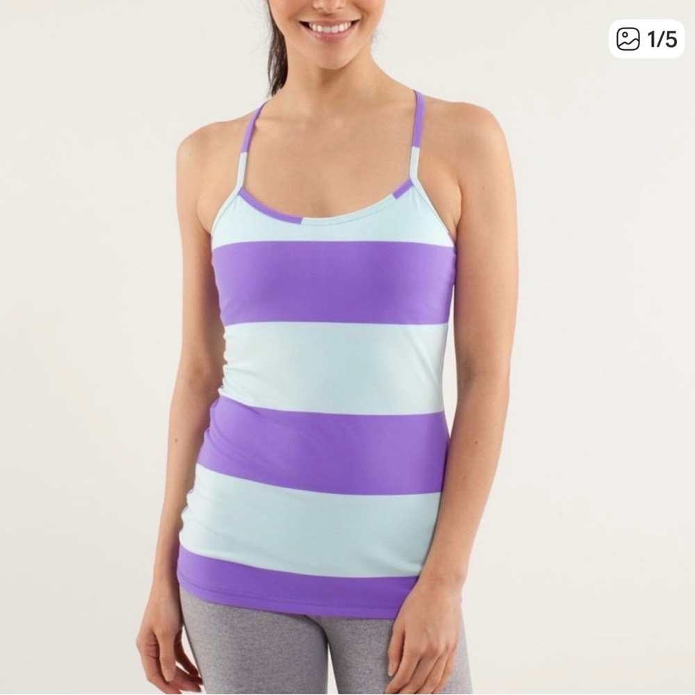 Lululemon’s Power Y Tank *Luon Light Size 4 Bold Stripe Power Purple